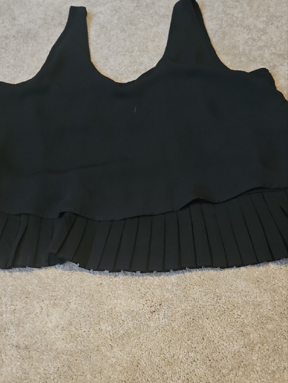 Sheer Pleated-Hem Black Tank Top - Picture 5 of 5